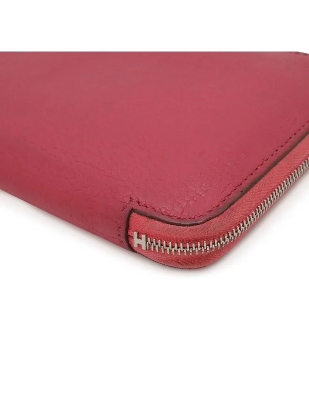 Hermes Azap Long All Leather Zip Around Wallet Chevre Fuchsia Pink Silver